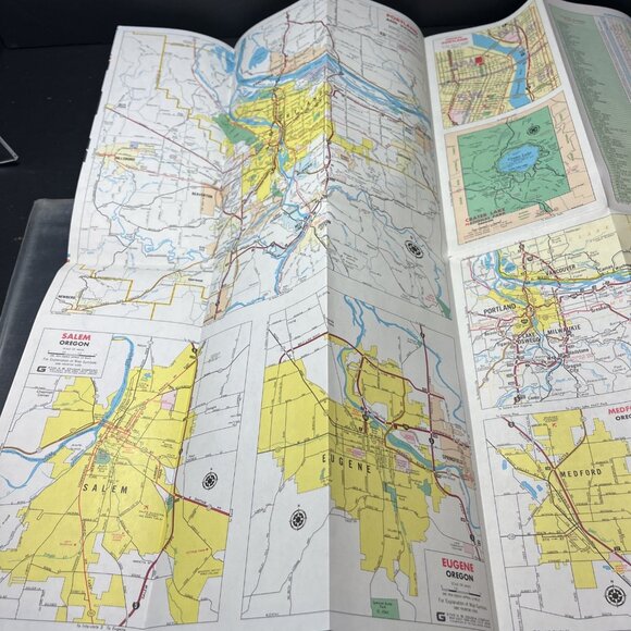 1970s Gousha/Chek-Chart Oregon Map Full Color City Index Plus Mileage Charts USA - Picture 9 of 12